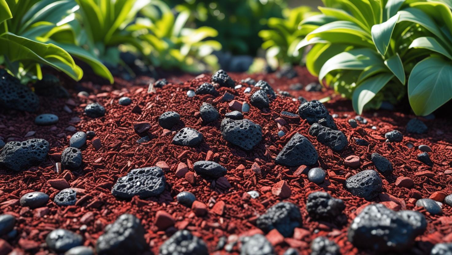 Gestaltung von Grünbeeten mit Lava-Mulch